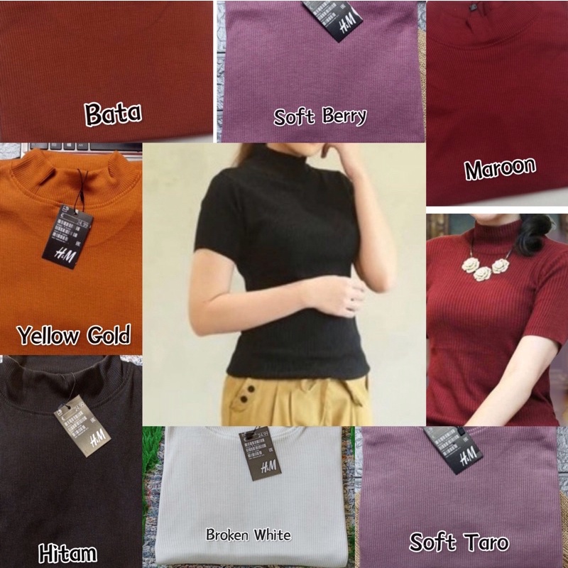 ATASAN RIB KERAH TINGGI LENGAN PENDEK