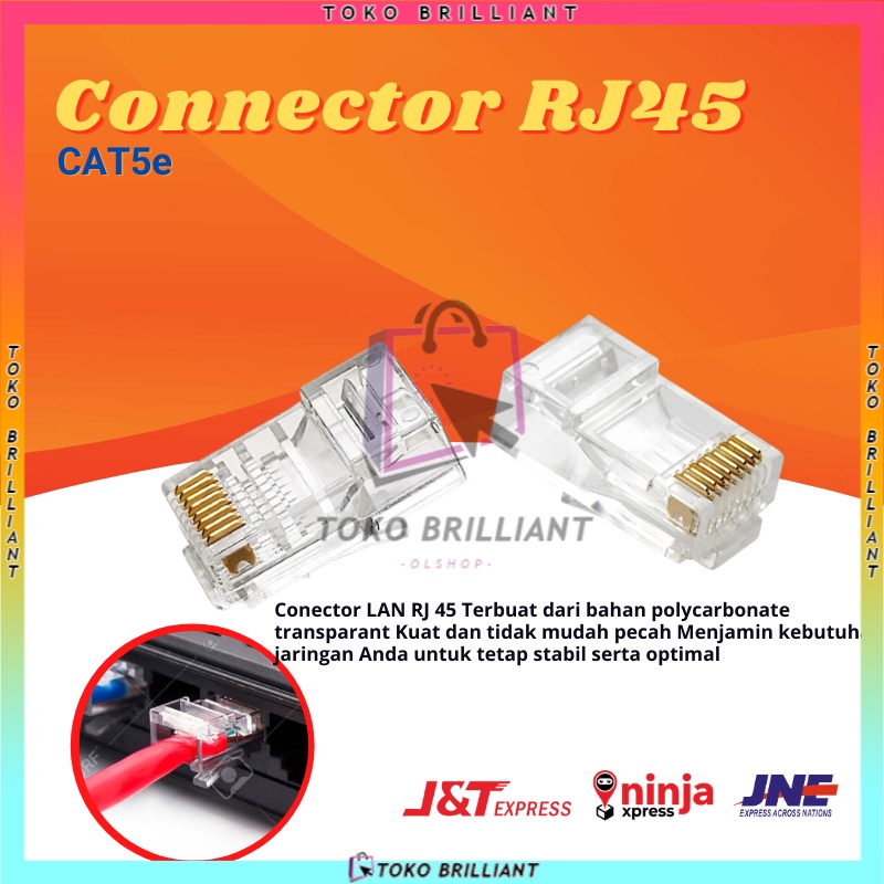 Jual Konektor 100pcs / 50pcs LAN RJ-45 Cat.5e Modular Plug connector [Bisa Bayar Ditempat]