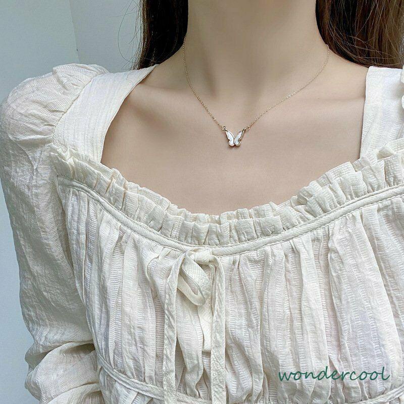 Korea Kalung Kupu-kupu Manis Warna Kalung Fashion Liar Necklace-Won