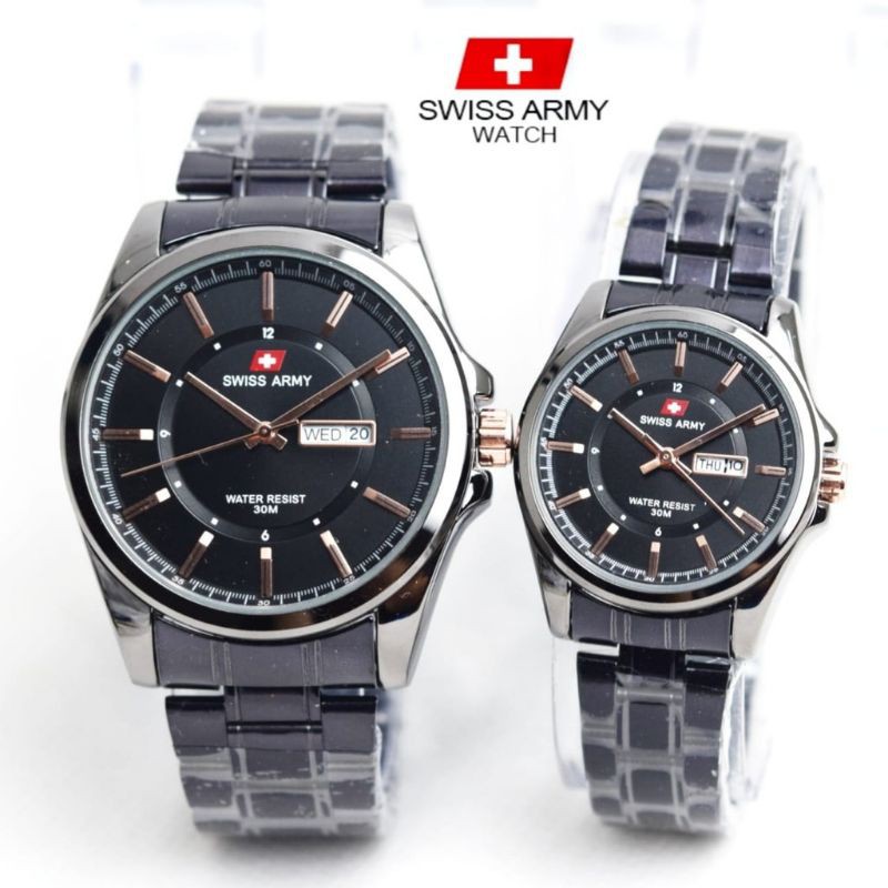 JAM COUPLE PRIA DAN WANITA TANGGAL AKTIF RANTAI STAINLIS STEEL
