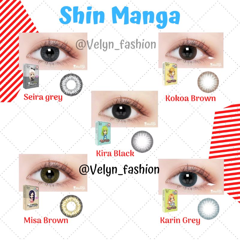 Softlens Warna Manga Diameter 15,5mm / Soflen Manga Siera Grey / Soflen Minus Manga / Manga Bigeyes