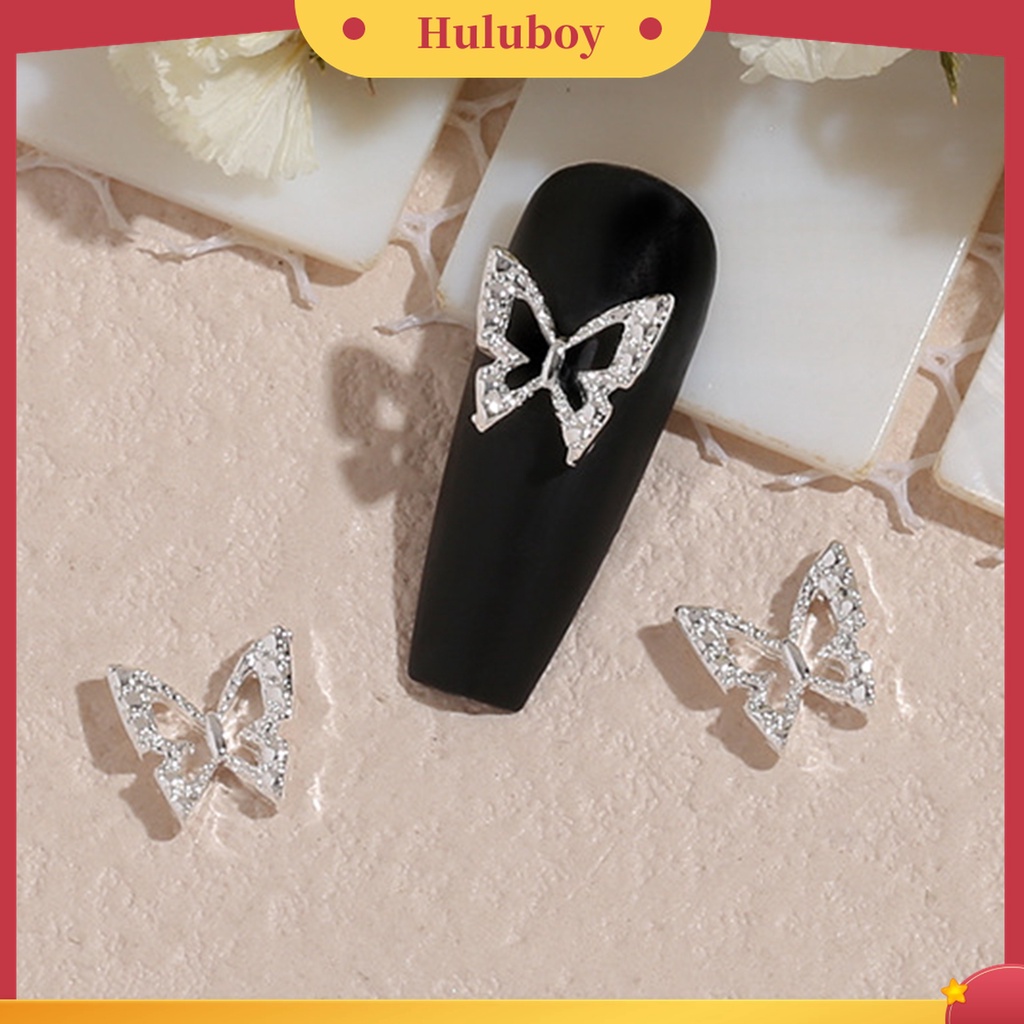 Huluboy Huluboy♡ 20pcs Ornamen Kupu-Kupu Bahan Alloy Tahan Pudar Untuk Dekorasi Manicure