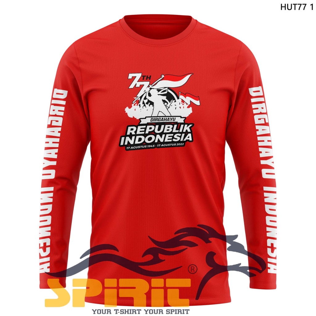 Terbaru  kaos 17 agustusan 2022 baju HUT RI 77 kaos agustusan pria wanita merah putih lengan panjang big size jumbo