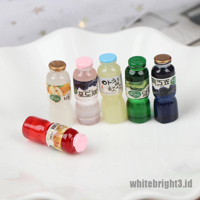 (white3) 5pcs Miniatur Botol Minum Skala 1: 12 Untuk Rumah Boneka