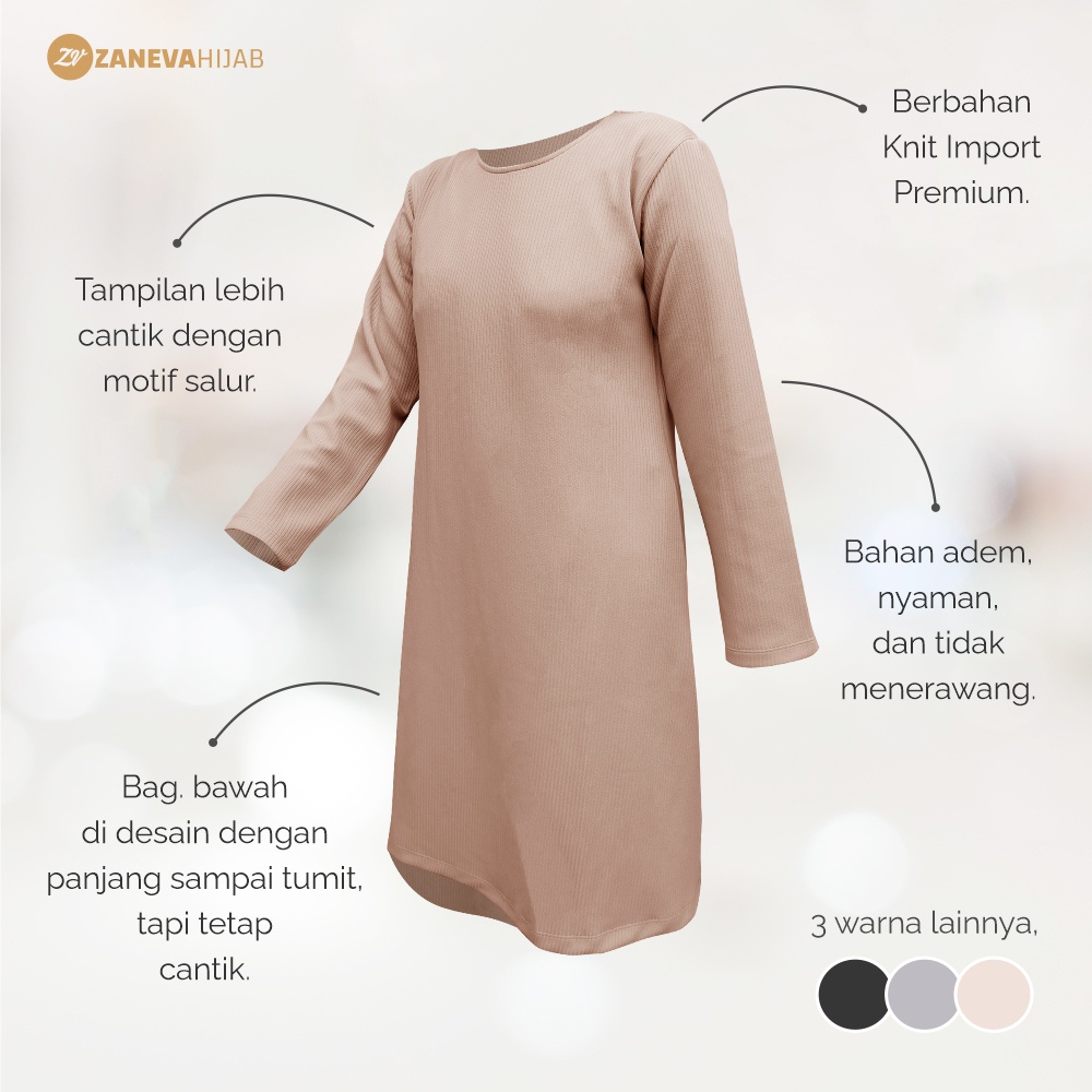 Laila Long Tunic l Knit Premium l Atasn Wanita