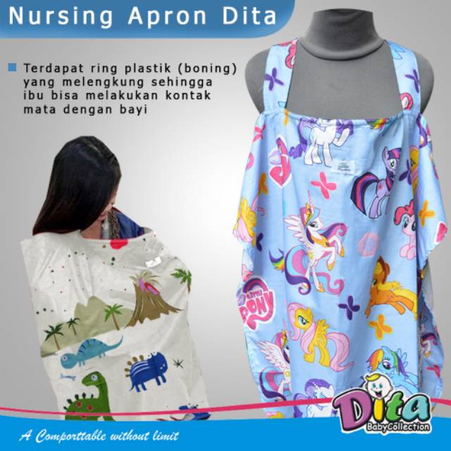 Celemek menyusui Nursing Apron menysui Dita 1 dan 2 Lapis ada kantong, penutup menyusui