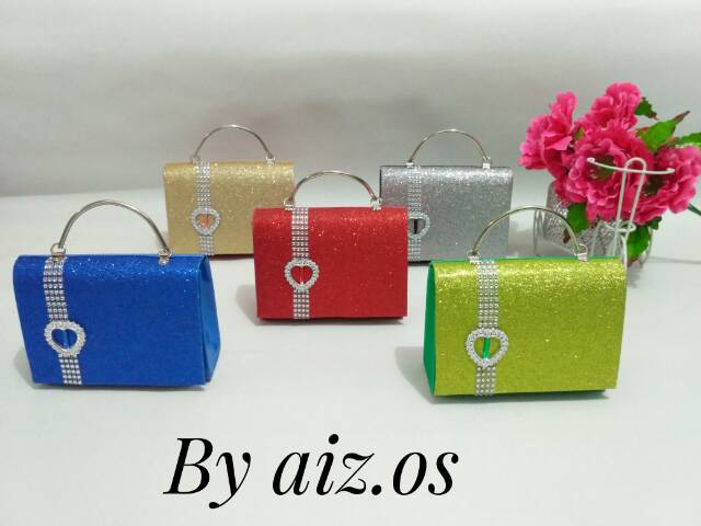 Tas pesta LELLY tas tangan ukuran 18×7×13cm  warna dark blue tosca peach violet blue gold silver dll