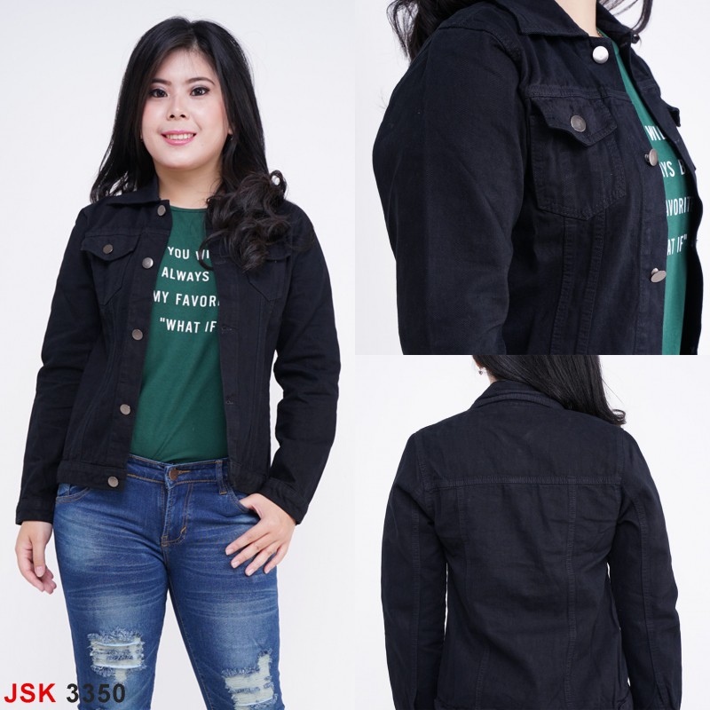 Jaket Jeans Wanita Hitam JSK Jaket Jeans Cewek Jaket Denim Jaket Wanita