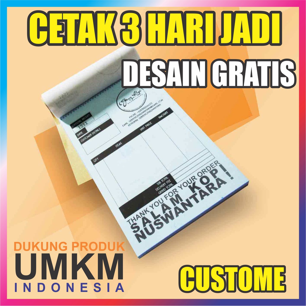 

CETAK NOTA 1 RIM 2 PLY / RANGKAP ( Custom NCR INVOICE BON ) 2ply 1rim