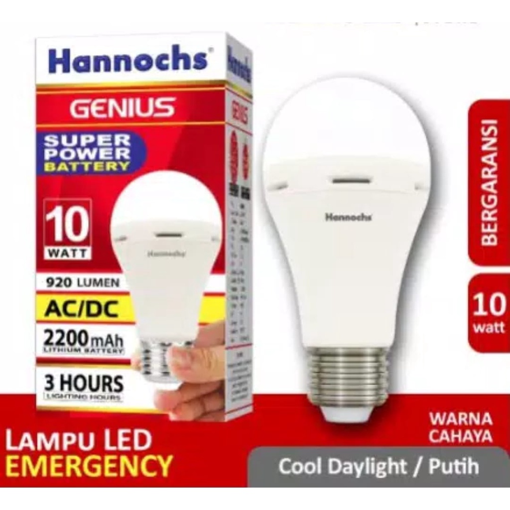 Hannochs Lampu Emergency Led AC/DC Genius 10 watt