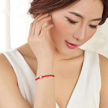 925 Perak Gelang Tali Merah Rajutan Sabuk Fashion Wanita Perhiasan