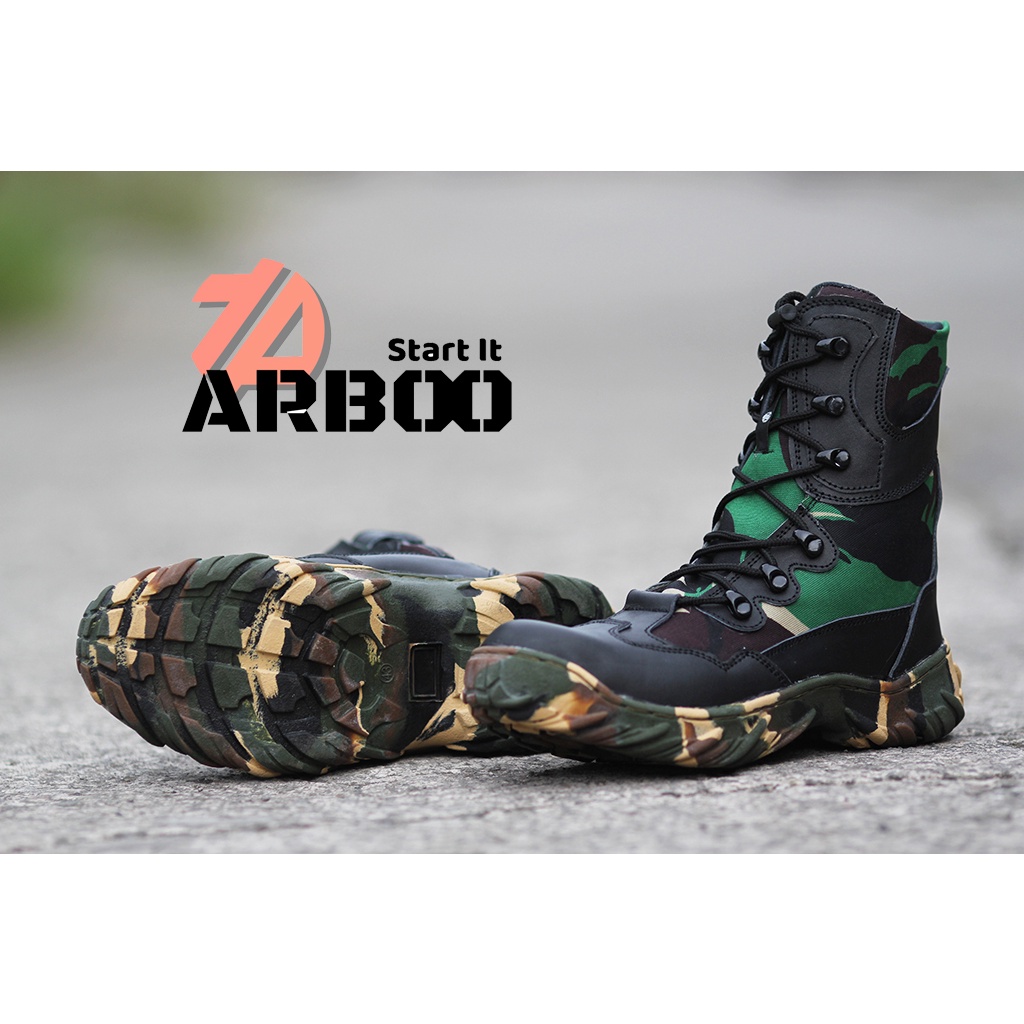 SEPATU PDL SEFTY BOOTS PRIA LORENG MALVINAS MODEL ARBOO UJUNG BESI KULIT SAPI ASLI