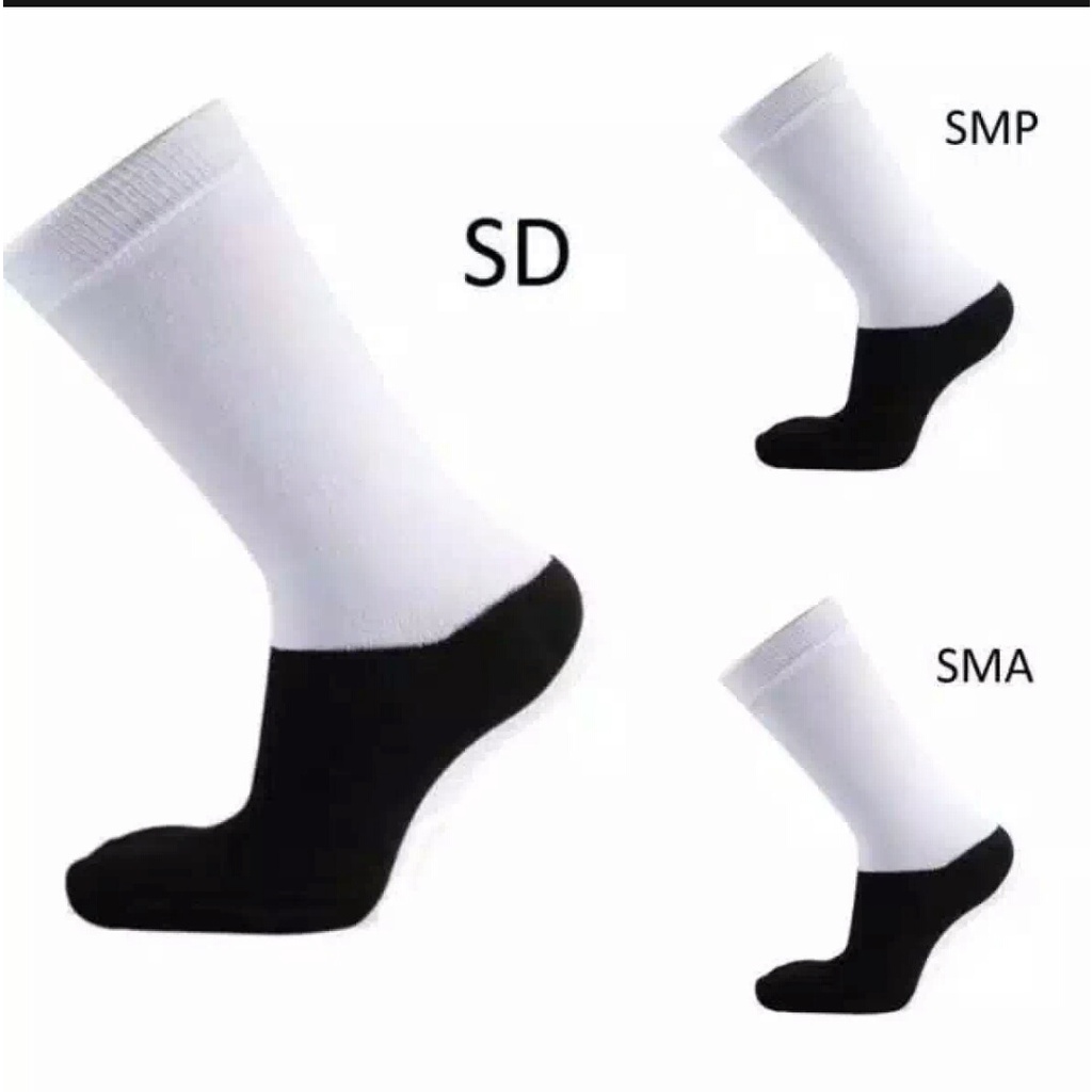 Kaos Kaki Sekolah 3 Pasang SD SMP SMA / Kaos Kaki Hitam Putih Panjang Sekolah