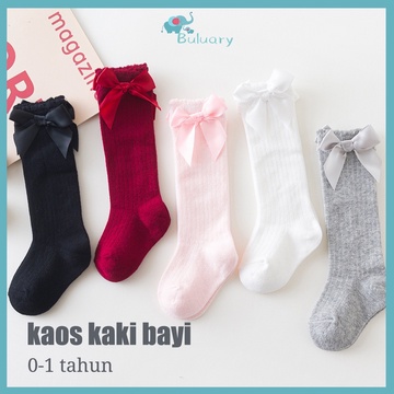 IMPORT!! BULUARY KAOS KAKI BAYI PANJANG DAN PITA KAOS KAKI ANAK ANAK PEREMPUAN ANTI SLIP KAOS KAKI BAYI PEREMPUAN / KAOS KAKI PITA ANAK BAYI CANTIK