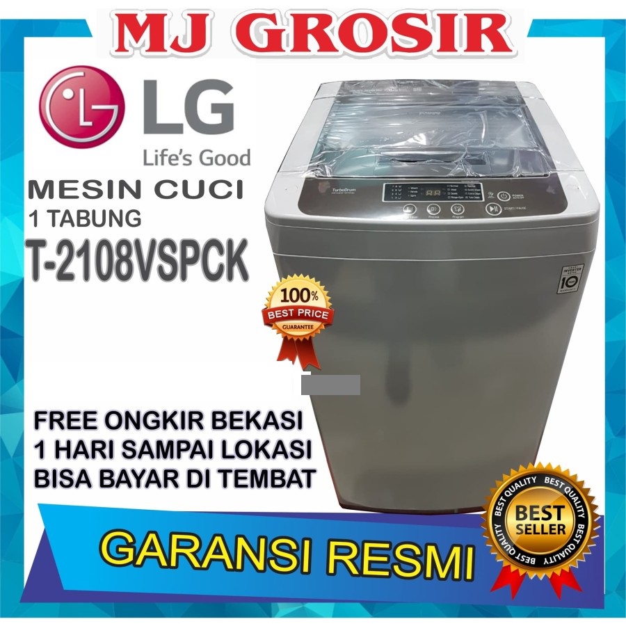 MESIN CUCI 1 TABUNG LG T 2108 VSPCK 2108VSPCK TOP LOADING 8 KG