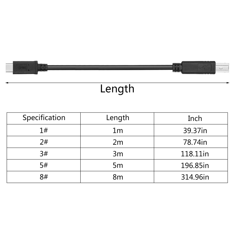 Kabel Printer btsg USB B to USB C 2.0 Kabel Printer USB C to USB B Kabel USB C Untuk Printer Hp