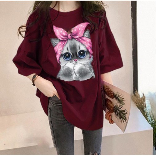 MakeGrosir - KAOS OVERSIZE CUTE CAT