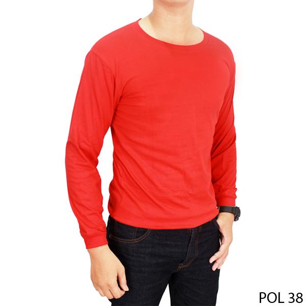 Kaos Polos Merah Panjang Bahan Katun - POL 38