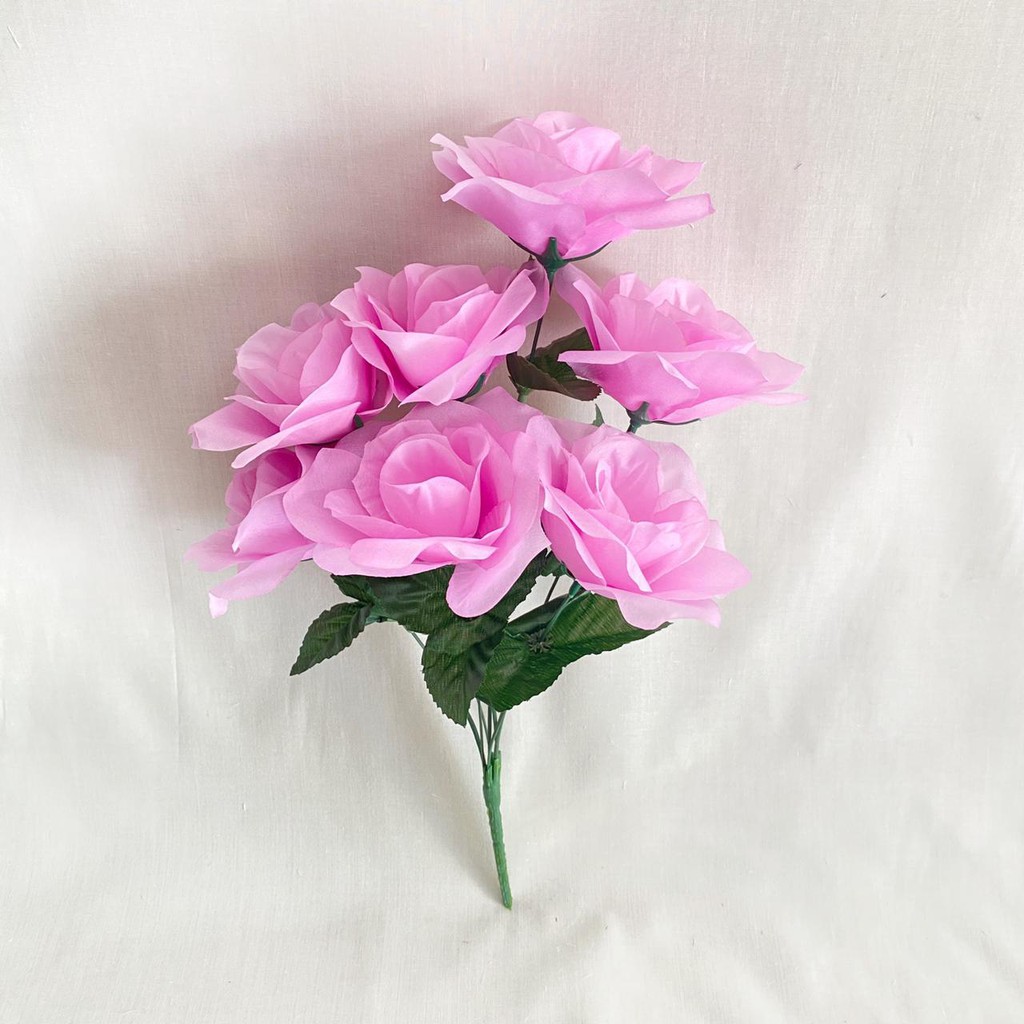 Bunga Mawar Rose Dekor X7 (satuan) Bunga Artificial / Bunga Plastik / Bunga Dekorasi / Pernikahan-Dusty Pink