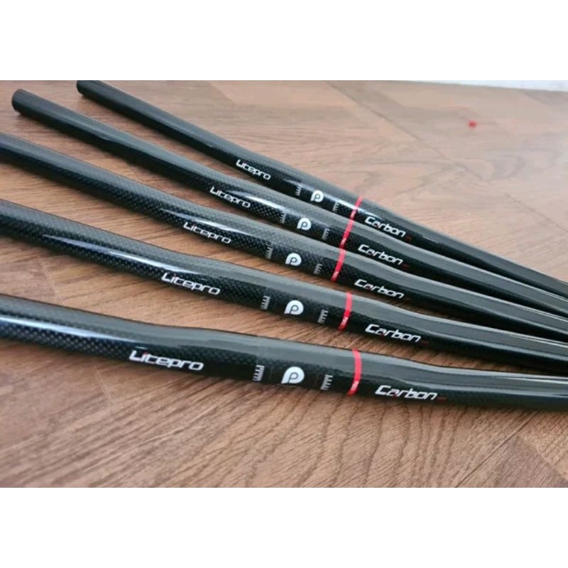 Original Stang Handlebar Litepro Carbon Flat 25.4 x 580 mm stang lite pro flat Diameter 25.4mm karbon sepeda lipat seli folding bike mtb hybrid federal