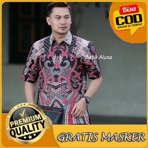 Baju Batik Pria Lengan Pendek Premium Modern Full Furing Original Kemeja Batik Solo PD 024