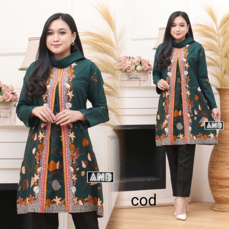 Tunik Batik Cantik Elegan - Atasan Batik Wanita Modern Jumbo ld 120 - Baju Kondangan Kerja Wanita - 
