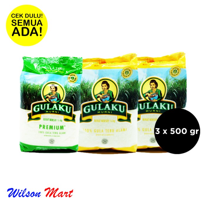 

vd2011c Gulaku Gula Tebu Alami Paket Mix 1 Putih 2 Kuning 500 Gram Fsfs201