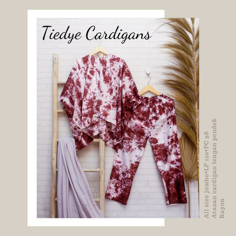 SETELAN WANITA MURAH ! ONE SET CARDIGAN JUMBO RAYON TIEDYE/OVERSIZE PIYAMA KIMONO|BAJU LEBARAN-6