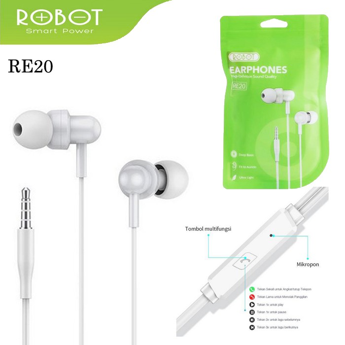 Robot RE20 Oblique In-Ear Deep Bass Ultra Light Wired Earphone Headset