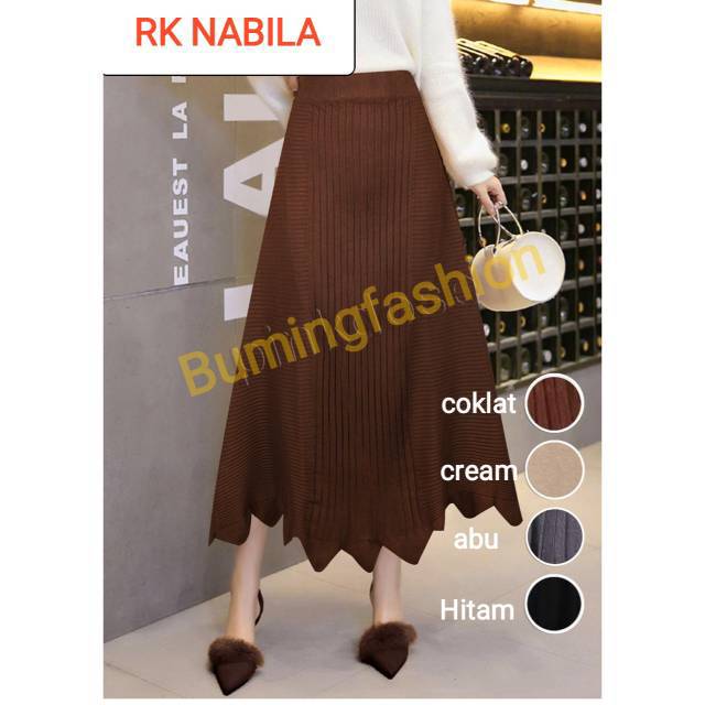 Rok rajut Korea (RK NABILA) rok import murah flare skirt rok 7/8 premium mode by toko BUMING fashion