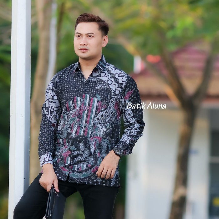 Atasan Batik Pria Lengan Panjang Baju Kemeja Batik Pria Lengan Panjang Premium Jumbo ASD 112