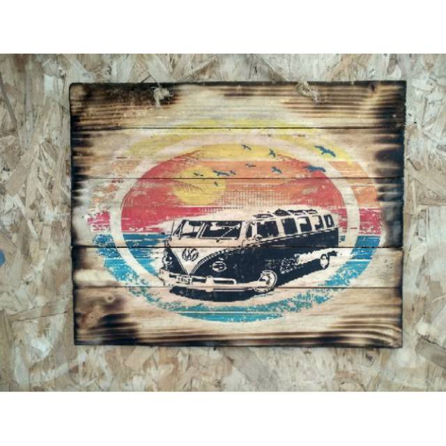 HIASAN UNIK/LUKISAN KAYU VW/VW VINTAGE/DEKORASI KAFE/LUKISAN/VW COMBI/JADUL/MOBIL VW/INTERIOR