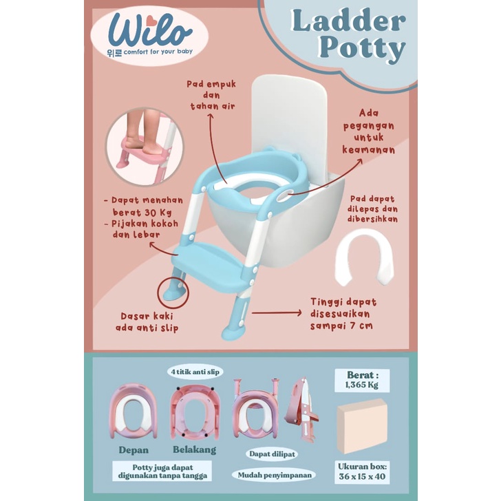 WILO  POTTY LADDER KOSET BAYI DUDUKAN TOILET TANGGA ANAK RING CLOSET WITH LADDER BABY POTTY SEAT