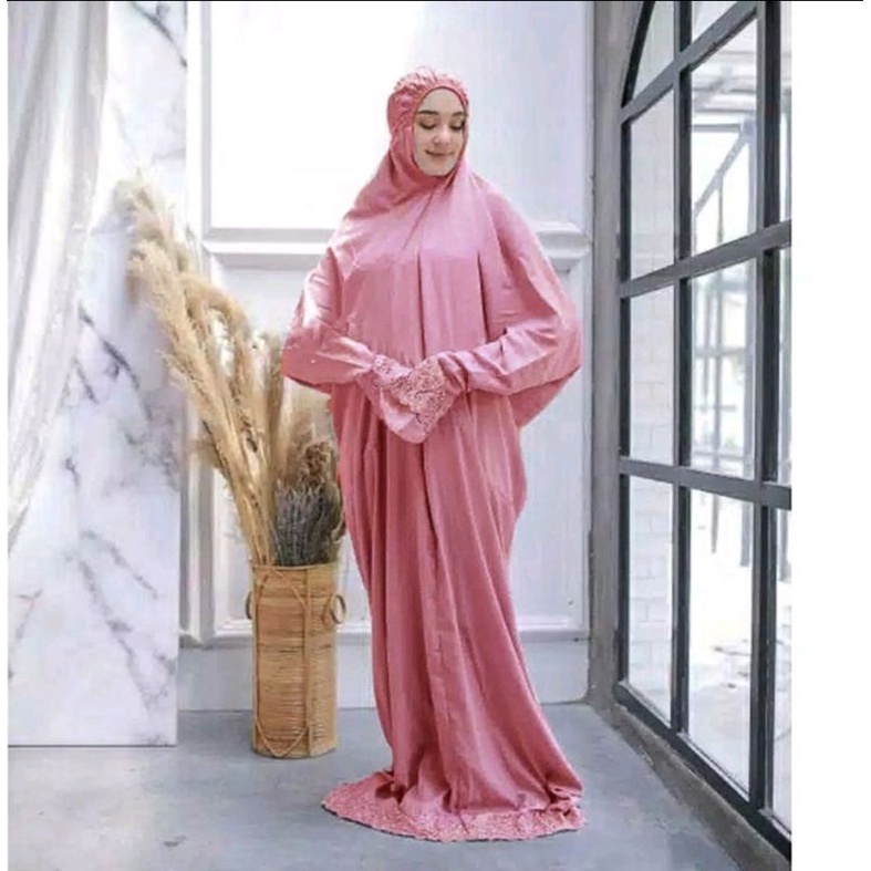 Mukenah terusan khodijah jumbo dewasa katun siti khodijayah  syarini full bordil cocok untk traveling/ cocok buat pergi haji,umro /oleh haji_umro