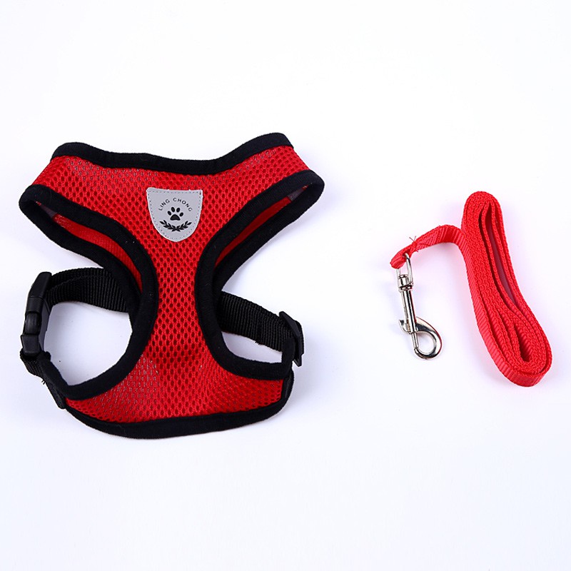 Rompi Harness Bahan Mesh Breathable Dengan Tali Tuntun Untuk Anjing Chihuahua Pug Bulldog