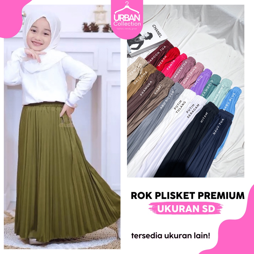 ROK PLISKET ANAK SD PEREMPUAN / ROK REMPEL ANAK MAYUNG / PLEATED FLARE SKIRT KIDS / 70CM