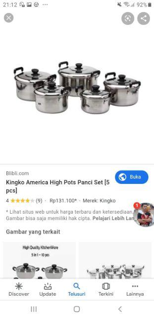 Panci Kingko America High Pots Set 5 Buah  + Gratis Jepit Ikan Stainless Steel
