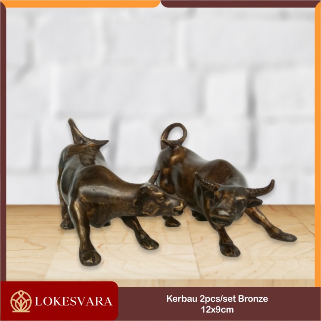 Rupang Patung Arca Kerbau 2pcs/set 12x9cm Perunggu Bronze