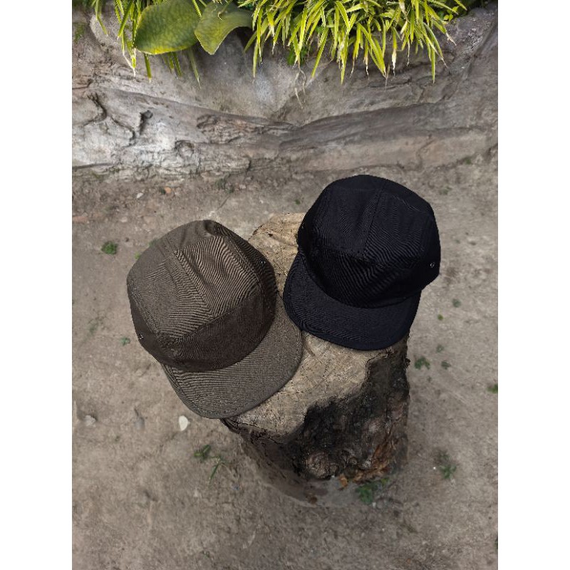 TOPI 5PANEL POLOS HIJAU ARMY/BLACK