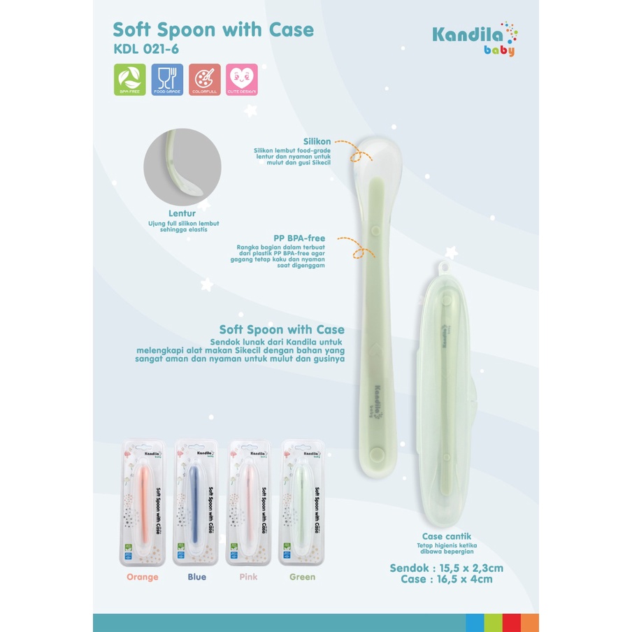 Kandila Baby Soft Spoon With Case Sendok Makan Bayi KDL 021-6