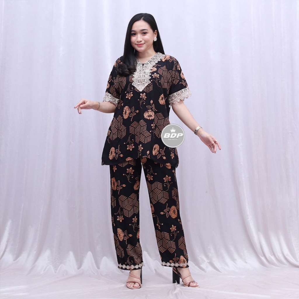 TERBARU | SETELAN BAJU TIDUR PIYAMA ARAB RENDA | ONE SET BUSUI | PIYAMA ARAB RENDA-ST kubus hitam