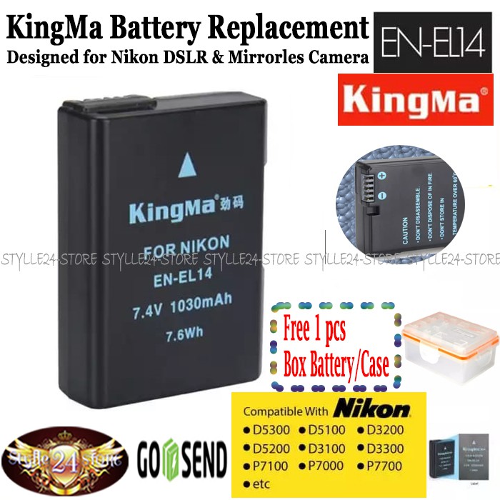 KingMa Baterai EN-EL14 Nikon Battery D5200 D3200 D3100 D5100 D5300 D5500 etc
