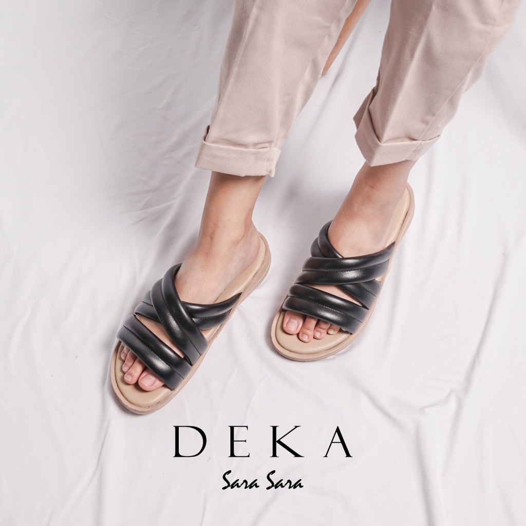 Sara Sara Deka Sendal Slop Wanita Sandal Selop Casual Cewek Model Silang Size 36-40