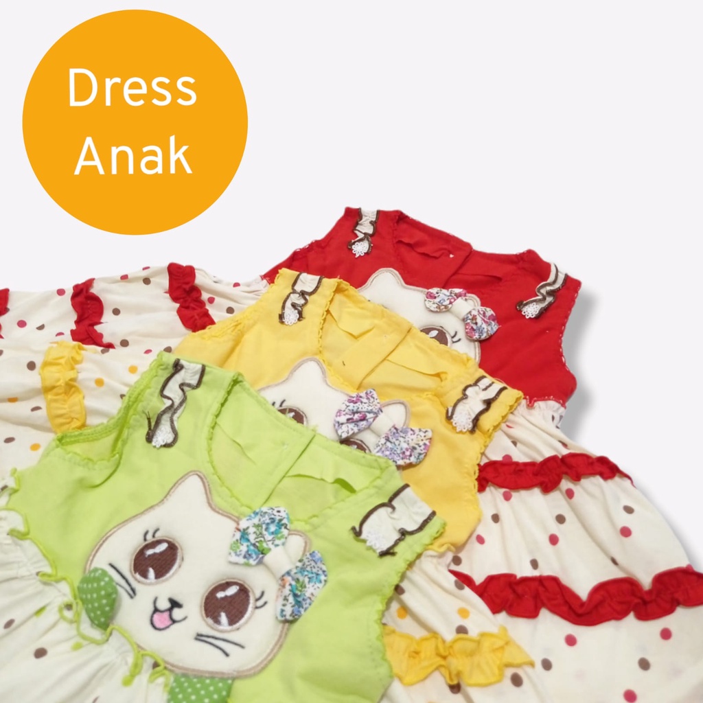 Setelan Dress Anak 3-18 Bulan Bordir Boneka