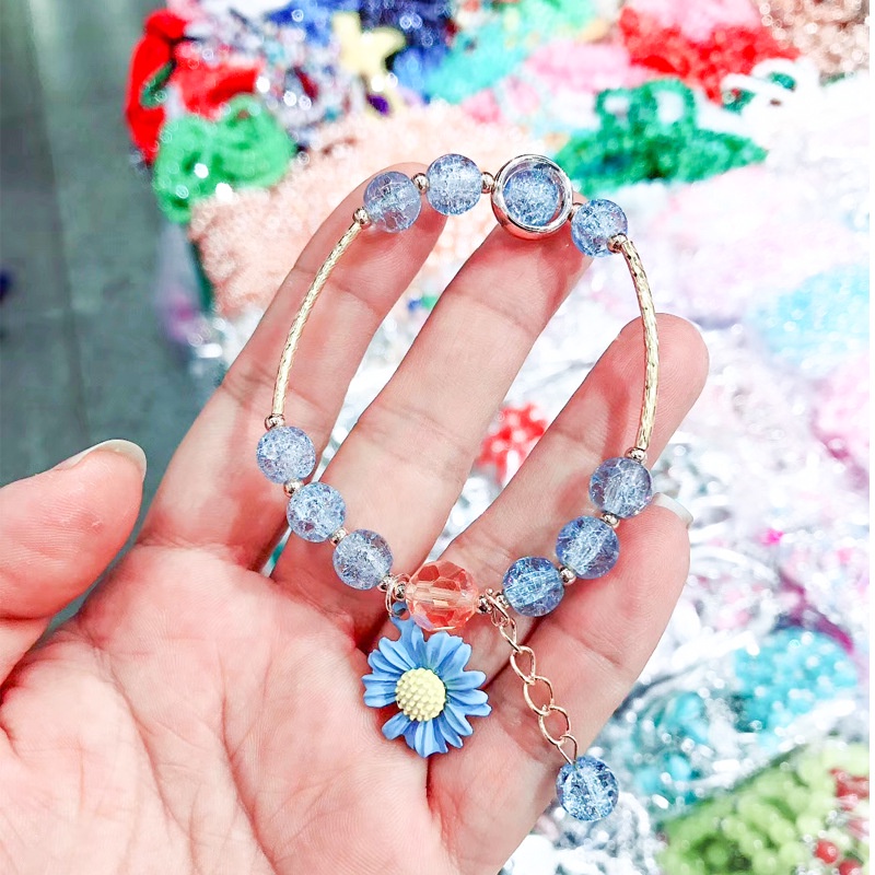 Korean Crystal Daisy Flower Tassel Bracelet Women Girl Bracelets Jewelry Accessories