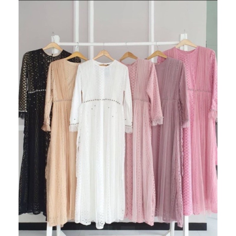 baju gamis wanita dress muslim terbaru Gamis ozias sparkle tile kiri kanan mutiara tangan Dress ko b