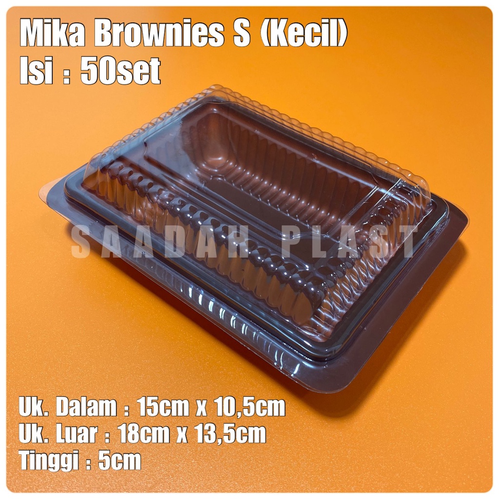 Mika Brownies S Kecil @50SET / Tray Bento Kotak Bronis Kue Bolu Coklat - Putih - Pink