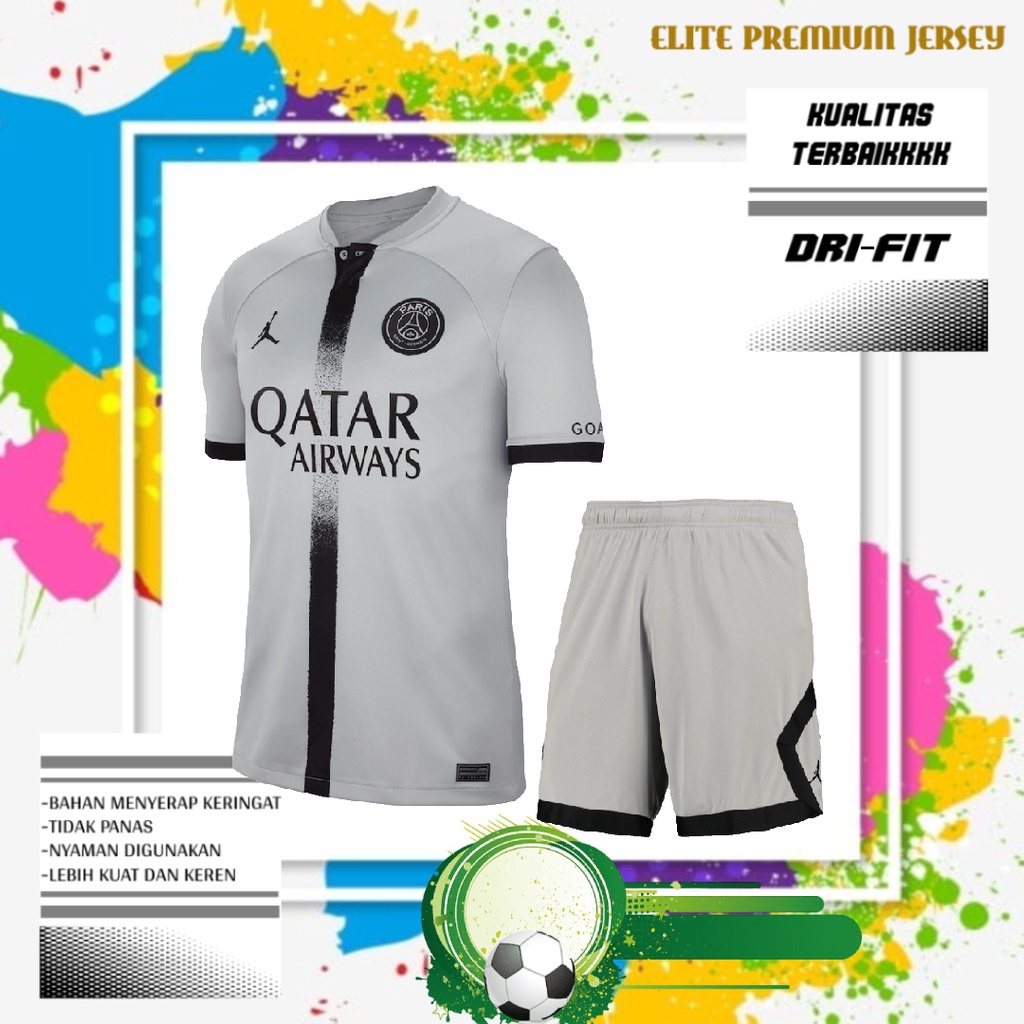 SETELAN JERSEY DAN CELANA BOLA PSG AWAY 2022/2023 GRADE ORI | FUL SET PARIS SAINT GERMAIN AWAY BARU