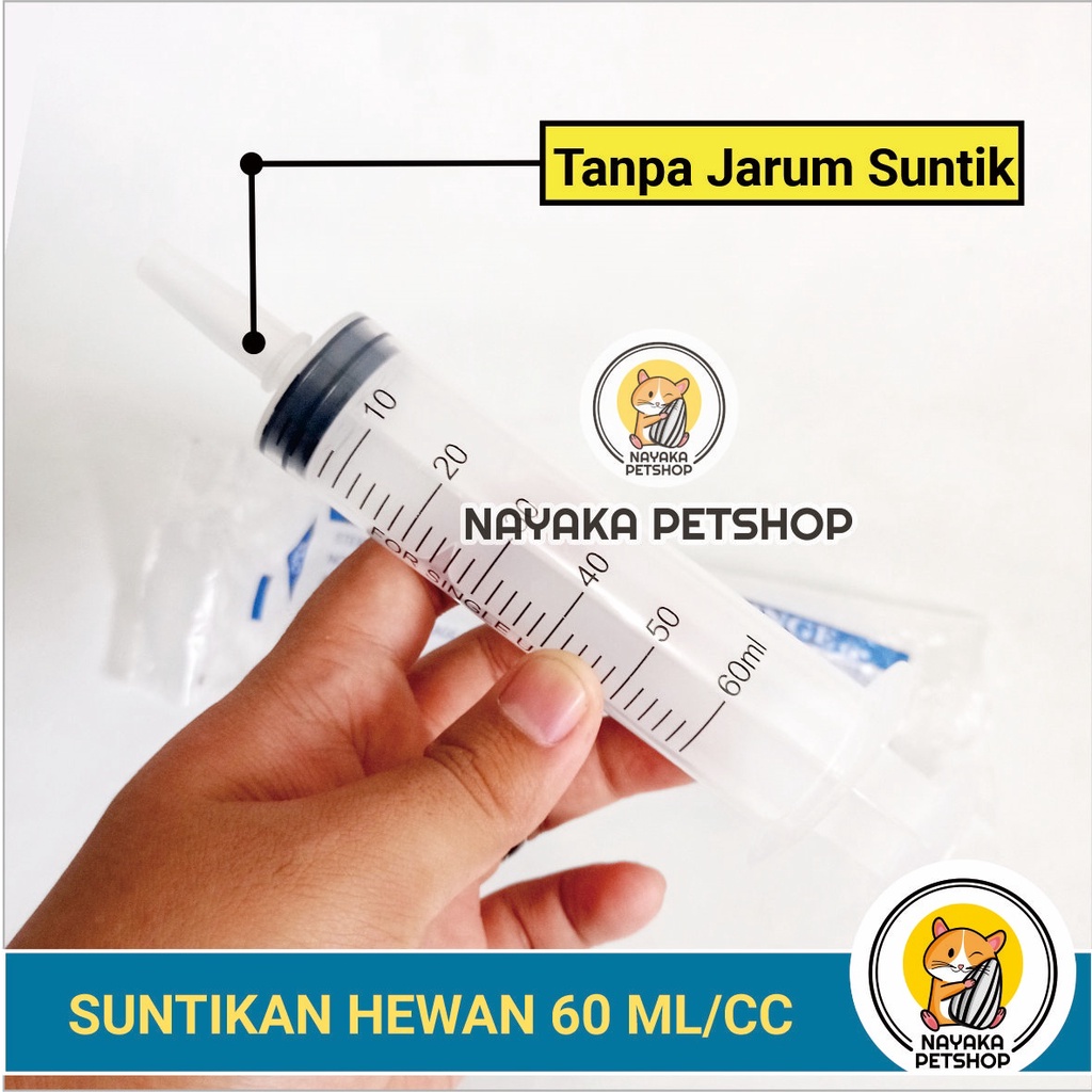 Alat Suntik Hewan 60 ML CC Obat Syringe Spuit Suntikan Vaksin Spet Injeksi Ternak Kucing Anjing Musang Kelinci