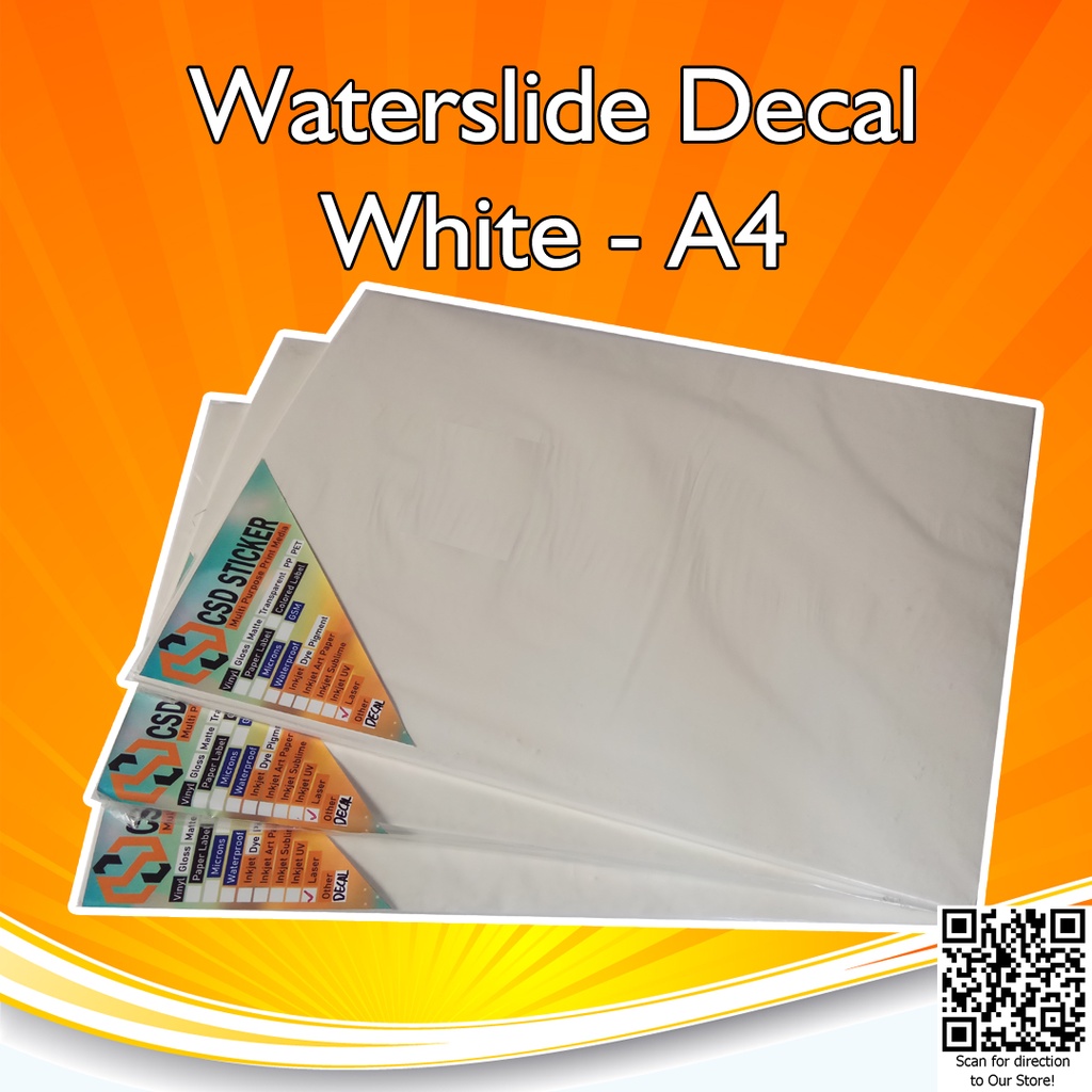 Water Slide Decal Repack 5 -  Transfer Paper White / Putih A4 Digital Laser Toner Sablon Digital